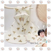 Vận chuyển từ Hà Nội Áo choàng xô muslin tránh gió, tránh nắng kèm mũ chắn giọt bắn mềm mại cho bé M