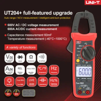 UNI-T UT202A+ UT204+ Clamp Meter True RMS Digital Professional Multimeter AC/DC Current Pliers Ammeter Electrician Multi Tester