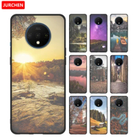 JURCHEN Silicone Phone Case For One Plus 7T 6.55" Soft TPU Back Cover For OnePlus 7T 1+7T OnePlus 7 T Luxury Landscape Pattern