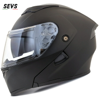 跨境使用SEVS摩托車頭盔雙鏡片揭面盔跨境Dot安全帽機車踏板半盔