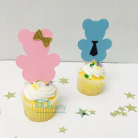 Teddy bear toppers. Gender reveal party. Teddy bear babyshower. Twins birthday party. My little bear. Babyshower favors.