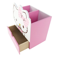 小禮堂 Hello Kitty 造型木質雙格筆筒收納盒 抽屜盒 文具盒 桌上型收納盒 (粉 禮物)