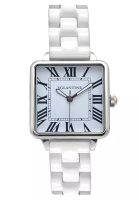 EGLANTINE EGLANTINE® La Parisienne 精鋼石英腕錶，白色錶盤，白色陶瓷錶鍊上 12 個羅馬數字
