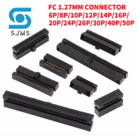 10PCS 1.27MM Pitch FC-6/8/1012/14/16/20/30/40/50 PIN FEMALE HEADER IDC SOCKET CONNECTOR FOR 0.635MM 