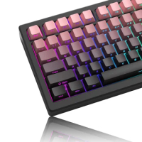 136 Key Black Pink PBT Double Shot Keycaps Side-lit Shine Through Keycaps Cherry Profile for MX Switch Mechanical Gamer Keyboard
