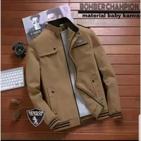 MND Jaket Bomber Champion Jaket Bomber Kanvas Jaket Bomber Pria Mocca L