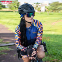 MANZUR Cycling Jersey Women's Triathlon Cycling Suit Retro Bodysuit Cycling All-Around Bodysuit Women's Team Racing Suit