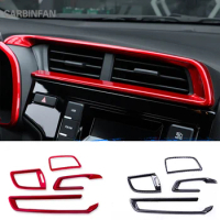 Car carbon fiber Sticker Air outlet Vent decoration frame Trim For Honda FIT JAZZ GK5 3rd 2014 2015 2016 2017 2018 LHD C1440