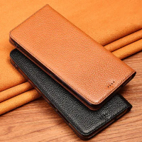 Genuine Leather Flip Case For Huawei Y5 Y6 Y7 Y9 Pro Prime 2018 2019 Phone Case Lychee Pttern Protect Cover