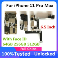 Origina For iPhone 11 Pro Max Motherboard Unlocked IOS Update LTE 4G Mainboard 64GB 256GB Clean iCloud Logic Board Face ID MB