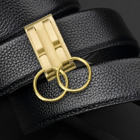 加厚304不銹鋼鑰匙扣黃銅腰掛扣金屬鑰匙圈創意簡約穿皮帶雙環扣