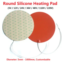 Big Size Round Silicone Heating Pads Large Circular Rubber Electric Thermal Heater Plate Mat 3M Adhesive Battery 3D Printer Oven