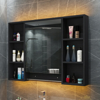 北歐實木浴室鏡櫃 收納一體衛生間鏡箱 廁所掛墻式鏡子帶置物架