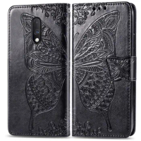 GM1900 Cute Butterfly Case for OnePlus 7 (6.41in) Cover Flip Leather Stand Card Wallet Book Black 1+7 1900 One Plus OnePlus7