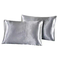 Satin Pillowcase Solid Color Silk Pillow Shams 1PC Twin Queen Cal-King 30