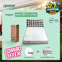 Quantum Topper Greentea Latex DNA 12cm + Q-Pilo - Kasur Spring bed Springbed 120 x 200