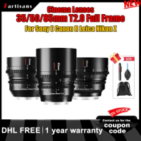 7artisans 7 artisans 35mm 50mm 85mm T2.0 Cinema Lenses Full Frame For Sony E FX3 Leica for L SL Nikon Z Z50 Canon EOS-R