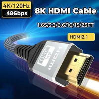 Long 8K HDMI 2.1 Cables, 48Gbps , High Speed Braided Cord-4K@120Hz 8K@60Hz, Compatible With Roku TV/PS5/PS4/HDTV/RTX 3080 3090