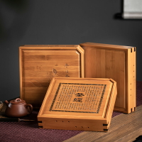 普洱茶收納盒茶餅盒禮盒空盒竹制雕刻心經高檔竹盒茶葉白茶包裝盒