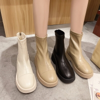 瘦瘦馬丁靴女2021夏季新款薄款白色平底中筒炸街短靴子春秋季單靴