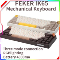 Feker Ik65 Via Bluetooth Mechanical Keyboard Bt 2.4g Hot Swap Matcha Switch Gasket Pbt Keycaps 3modes Rgb 65% Knob Keyboard
