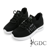 【GDC】-經典素色簡約飛織輕盈厚底綁帶休閒運動風步鞋-黑色(326188-00)