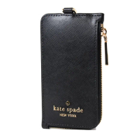 【KATE SPADE】Madison十字紋防刮識別證掛帶票卡夾-黑色