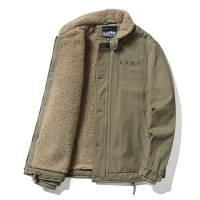 【巴黎精品】現貨+預購 軍裝外套復古工裝古著(羊羔毛毛領短款飛行員男夾克3色a1fa8)