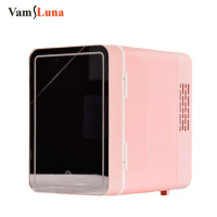 New In 6L Pink Mini Portable Personal Electric Cosmetics Beauty Fridge Freezer Skincare Makeup cosmetics With Mirror LED Light