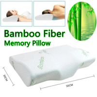 Bamboo Memory Foam Bedding Pillow Neck protection Slow Rebound Butterfly Shaped Health Cervical 50x30cm