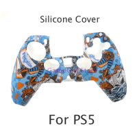 1pc Water Transfer Printing Soft Silicone Cover For Playstation 5 PS5 Controller Rubber Protective Case