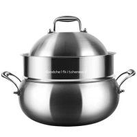 German technology 316 stainless steel soup Apple pot Steamer Two ear uncoated electromagnetic furnace Hot soup pot cookware