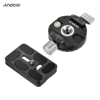 Andoer PAN-03 Quick Release Plate Clamp Adapter Panoramic Tripod Head Arca-Swiss Standard with QR Plate Screw Hole