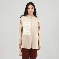 Geulis.id GINEVRA SHIRT / KEMEJA WANITA / KEMEJA SATIN WANITA L MOCCA