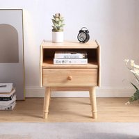 全實木床頭櫃北歐風簡約現代整裝健康木蠟油設計師家具臥室床邊櫃 雙11特惠
