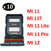 10Pcs/Lot, Nano SIM Card Holder Tray Slot Holder Adapter Socket For Xiaomi Mi 11 Lite 11 Pro 11T Mi 12 Mi12 Black / Blue / White