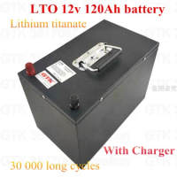 LTO 12V 120AH Lithium Titanate Battery Pack for Hybrid Car UPS Electric Vehicles EV RV Yacht Marine Solar Power + 10A Charger