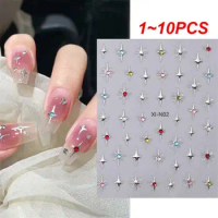 1~10PCS Starburst Nail Art Stickers High-quality Materials Manicure Nail Art Accessories Silver Fancy Colored