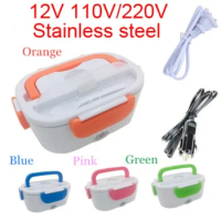 12-24V 110V/220V Portable Electric Heating Stainless Steel Lunch Box Home Car Truck Home Rice Box Food Warmer Dinnerware Set