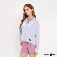 預購 Hang Ten 女裝-恆溫多功能-冰絲涼感高彈遮陽防曬針織斗篷外套(霧紫)