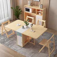 摺疊餐桌椅組合現代簡約餐桌家用小戶型北歐實木多功能可伸縮飯桌 全館免運