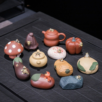 紫砂創意茶寵 噴水蓮彩色石 壺 茶具擺