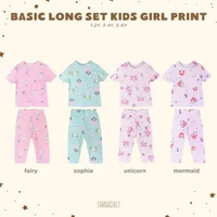 BOHOPANNA - PANNADAILY - BASIC LONG SET GIRL PRINT - Setelan Anak - Baju Tidur Anak 1-2Y FAIRY