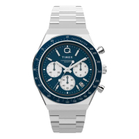 【TIMEX】QTimex 40毫米 不鏽鋼三眼計時腕錶 藍x銀 TXTW2W51600