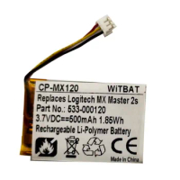 Battery for Logitech MX Anywhere 2,Anywhere 2S,MX Master 2s,MX Ergo Wireless Mouse New Li-Po 3.7V 500mAh AHB572535,533-000120