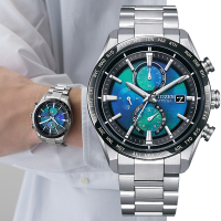 CITIZEN 星辰 GENTS千彩之海 光動能電波對時 碼表計時鈦金屬腕錶-42mm AT8188-64L