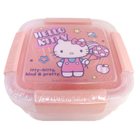 小禮堂 Hello Kitty 方形四扣瀝水籃保鮮盒 1500ml (氣球款)