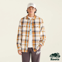 【Roots】Roots男裝-率性生活系列 有機棉格紋長袖襯衫(燕麥色)