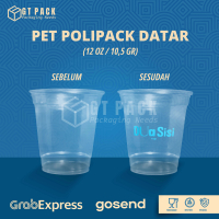 Sablon Cup Plastik PET Datar 12 Oz | 11 gram + Lid Strawless