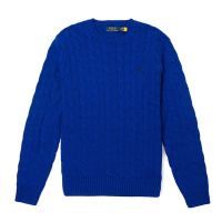 Polo Ralph Lauren 年度熱銷經典刺繡小馬麻花針織毛衣-寶藍色